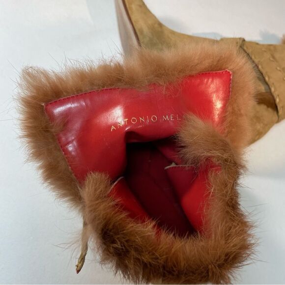 Antonio Melani suede fur trimmed stiletto ankle booties 6 - Picture 6 of 13